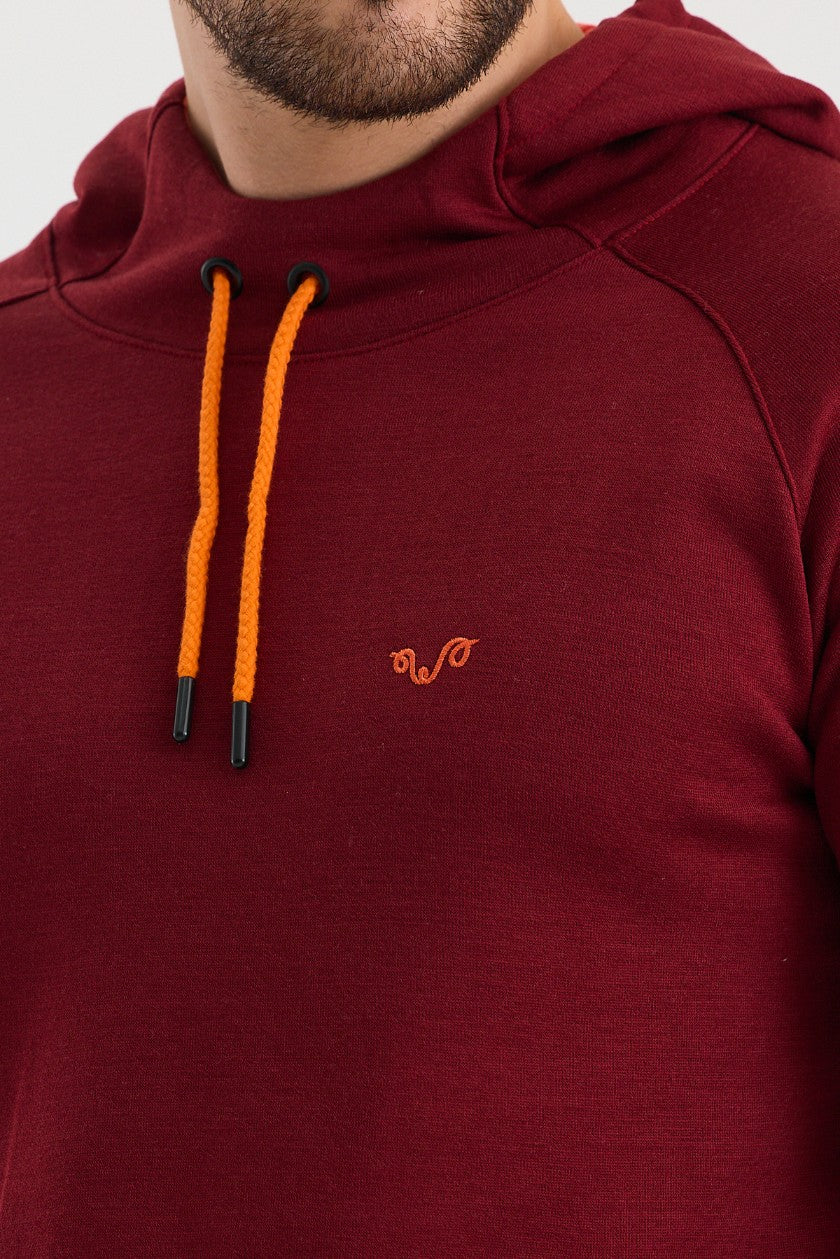 Bordowa bluza typu hoodie z wełny merino 260 g/m² dla kobiet i mężczyzn