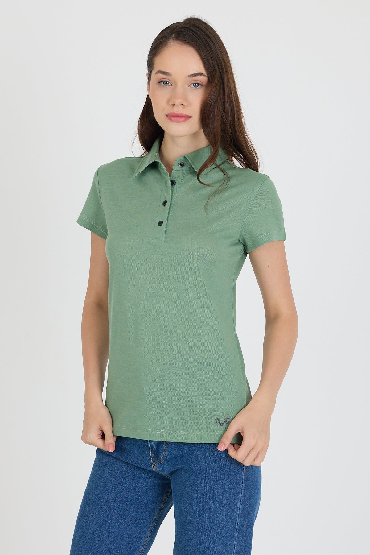 Zielona damska koszulka polo merino na co dzień
