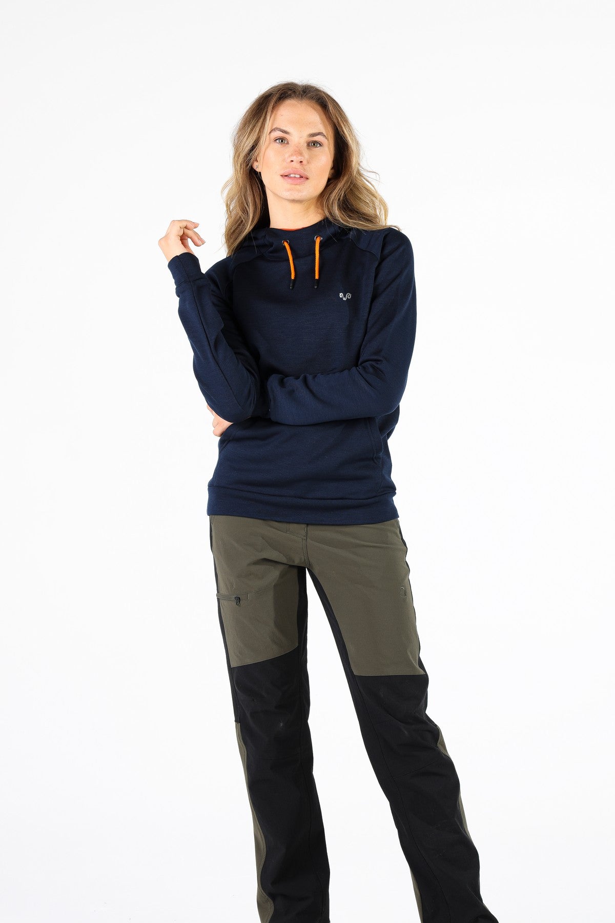 Granatowa bluza typu hoodie z wełny merino 260 g/m² dla kobiet i mężczyzn