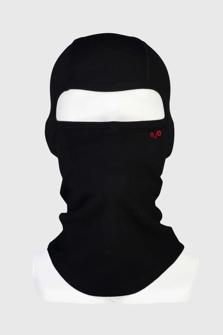 Czarna kominiarka balaclava ze 100% wełny merino