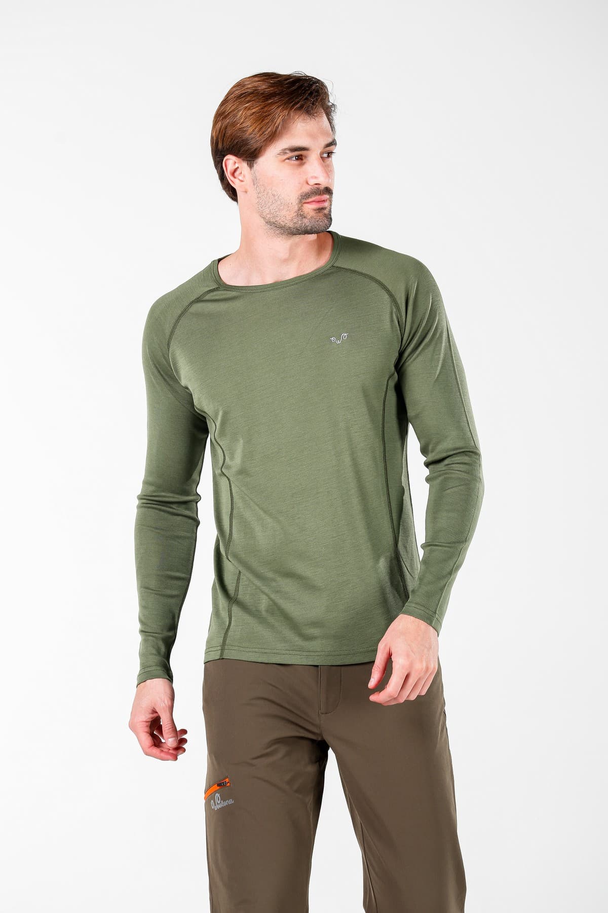 Zielona męska koszulka termoaktywna ze 100% wełny merino 195 g/m²