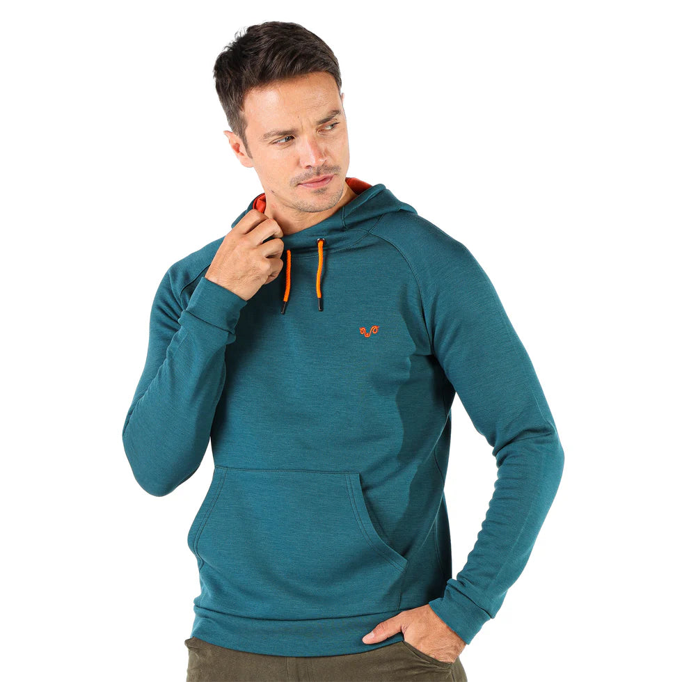 Zielona męska bluza z kapturem ze 100% wełny merino