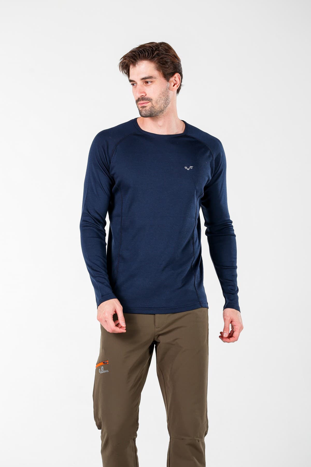 Granatowa męska koszulka termoaktywna ze 100% wełny merino 195 g/m²