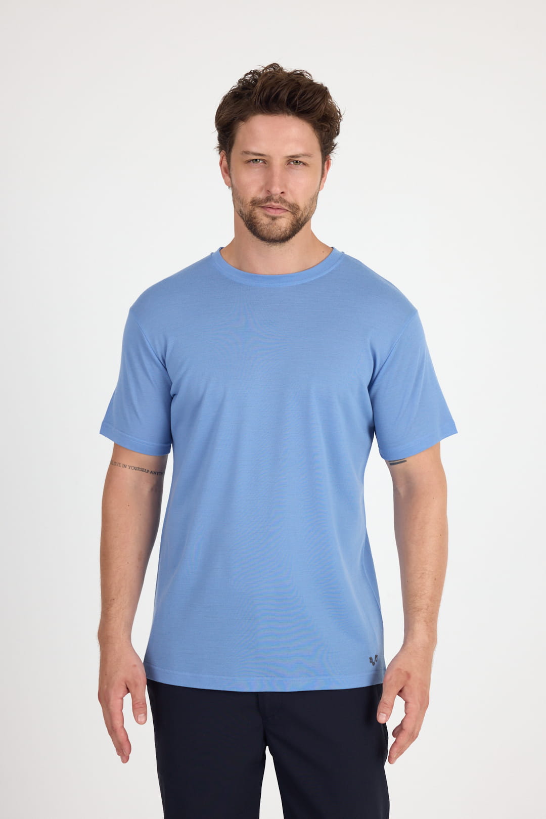 Turkusowa męska koszulka z 100% superfine wełny merino