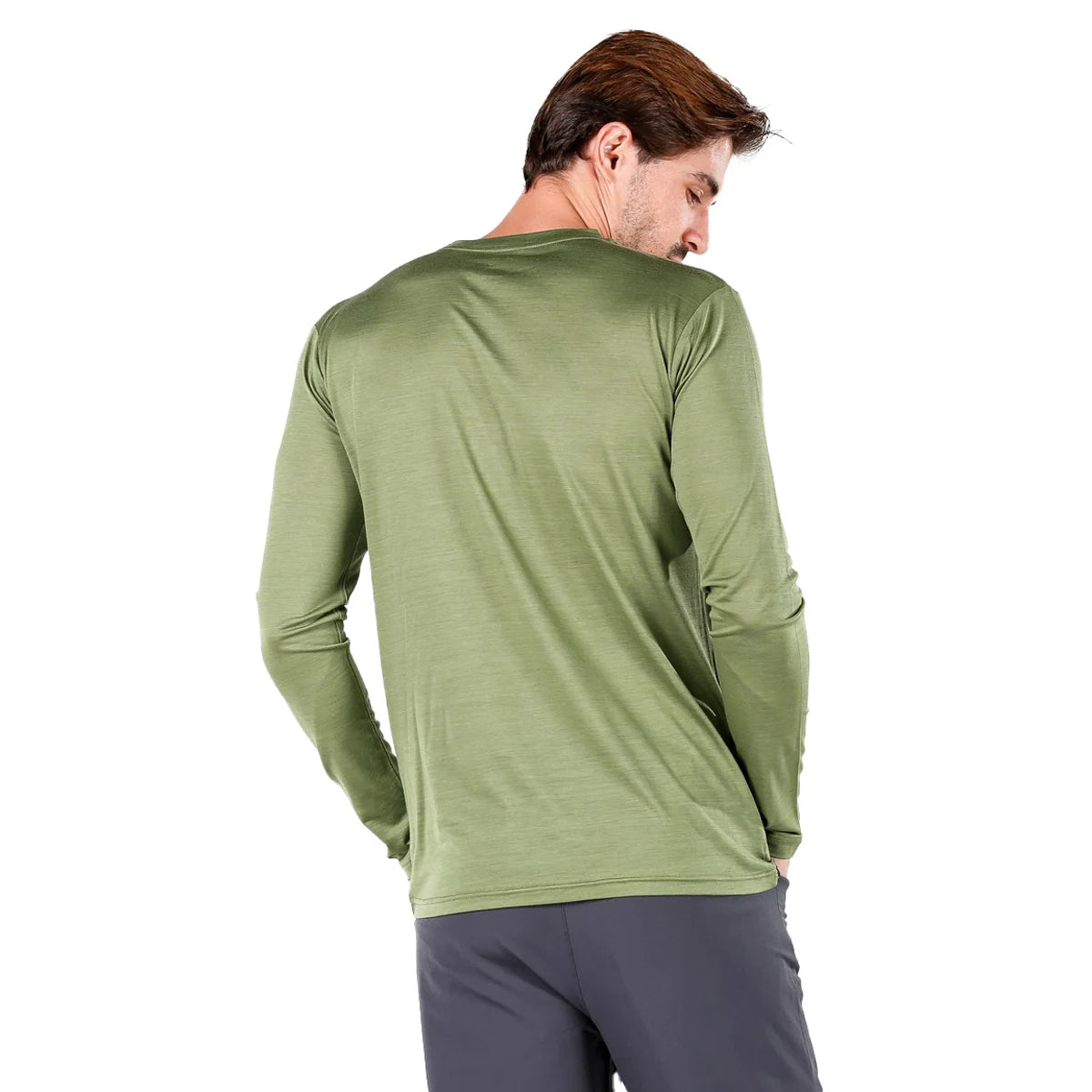Męska koszulka z wełny merino 135 g/m² w kolorze zielonym