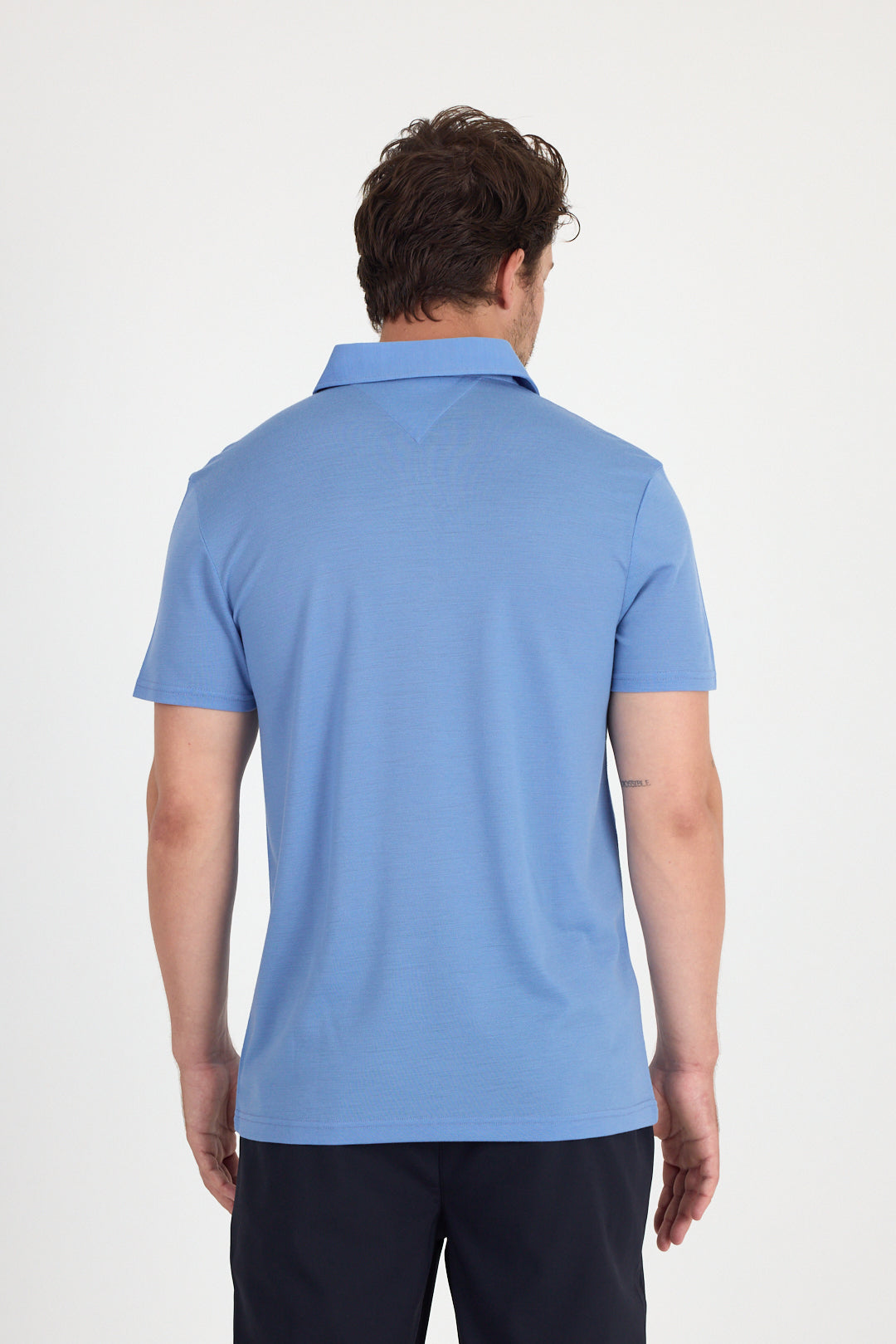 Niebieska koszulka polo męska z wełny merino 170 g/m²