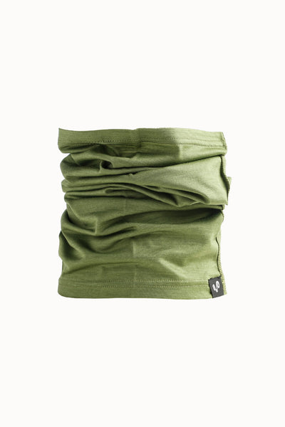 Oliwkowy komin trekkingowy ze 100% wełny merino 135 g/m²