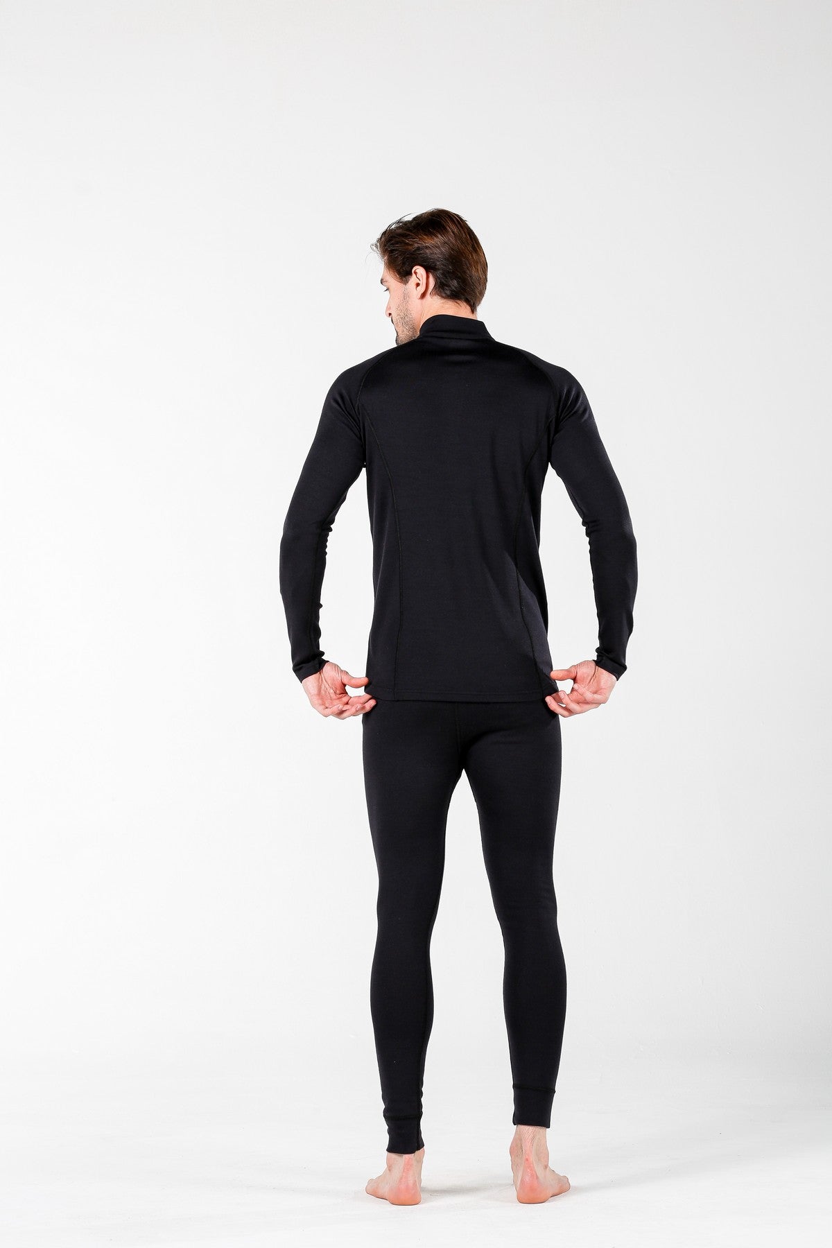 Męska bluza ze 100% wełny merino 250 g/m² w kolorze czarnym na narty i trekking