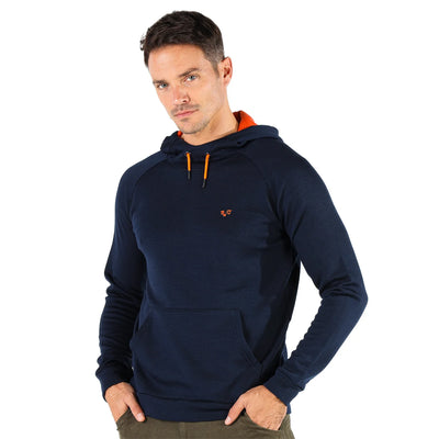 Granatowa bluza termiczna unisex z kapturem ze 100% wełny merino