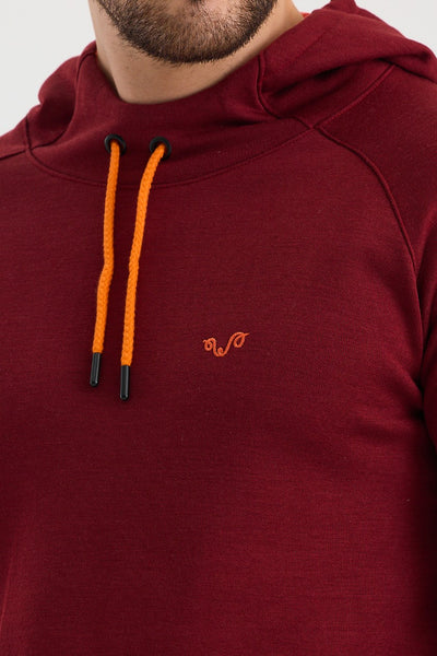 Bordowa bluza typu hoodie z wełny merino 260 g/m² dla kobiet i mężczyzn