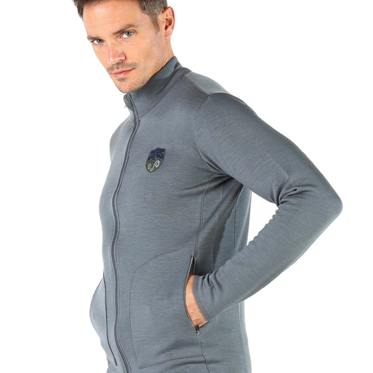 Szara kurtka męska z wełny merino 260 g/m², outdoor, trekking