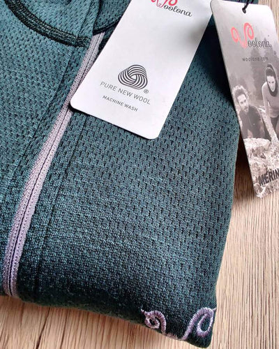 Męska koszulka termoaktywna z wełny merino w kolorze zielonym