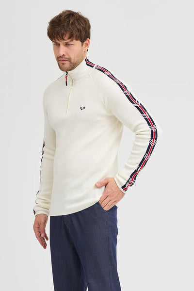 Gruby męski sweter ze 100% wełny merino w kolorze ecru