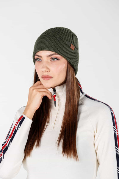 Zielona czapka zimowa ze 100% wełny merino 250 g/m²
