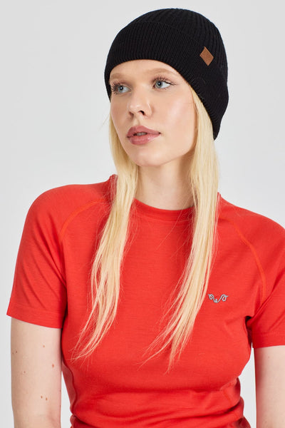Czarna czapka zimowa merino unisex