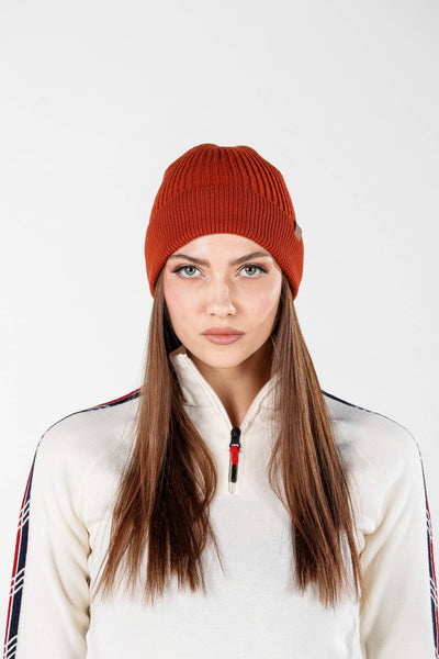 Ruda czapka zimowa ze 100% wełny merino 250 g/m²