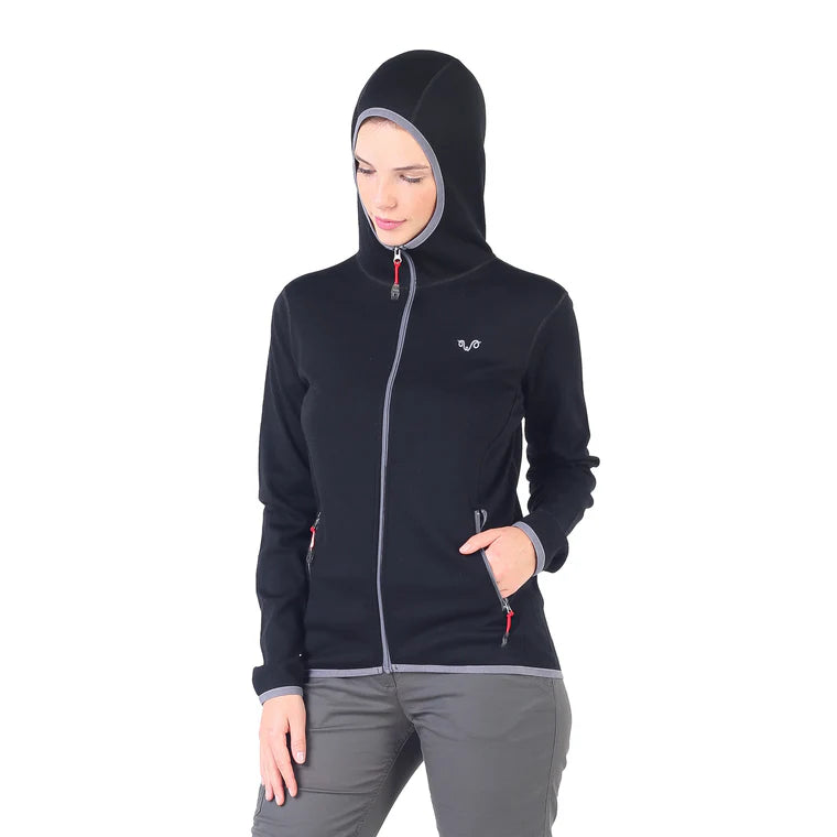 Czarna damska bluza termiczna z kapturem 230 g/m²
