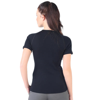 Czarna koszulka damska z wełny merino 195 g/m² z krótkim rękawem