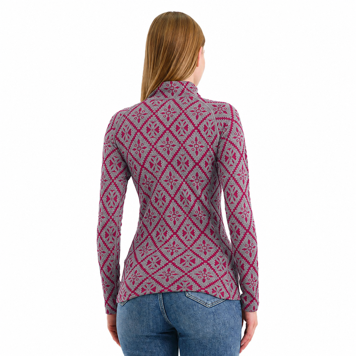 Różowy damski longsleeve ze 100% wełny merino 230 g/m² na co dzień