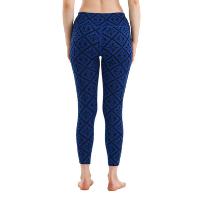 Niebieskie damskie legginsy merino z wysokim stanem 230 g/m²
