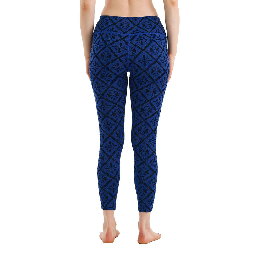 Niebieskie damskie legginsy merino z wysokim stanem 230 g/m²