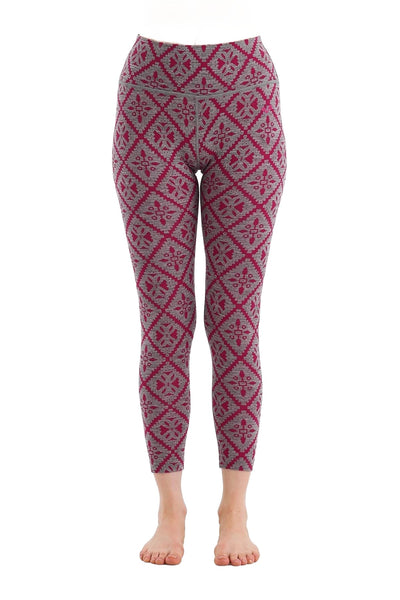 Różowe damskie legginsy termoaktywne z wysokim stanem, wykonane ze 100% wełny merino
