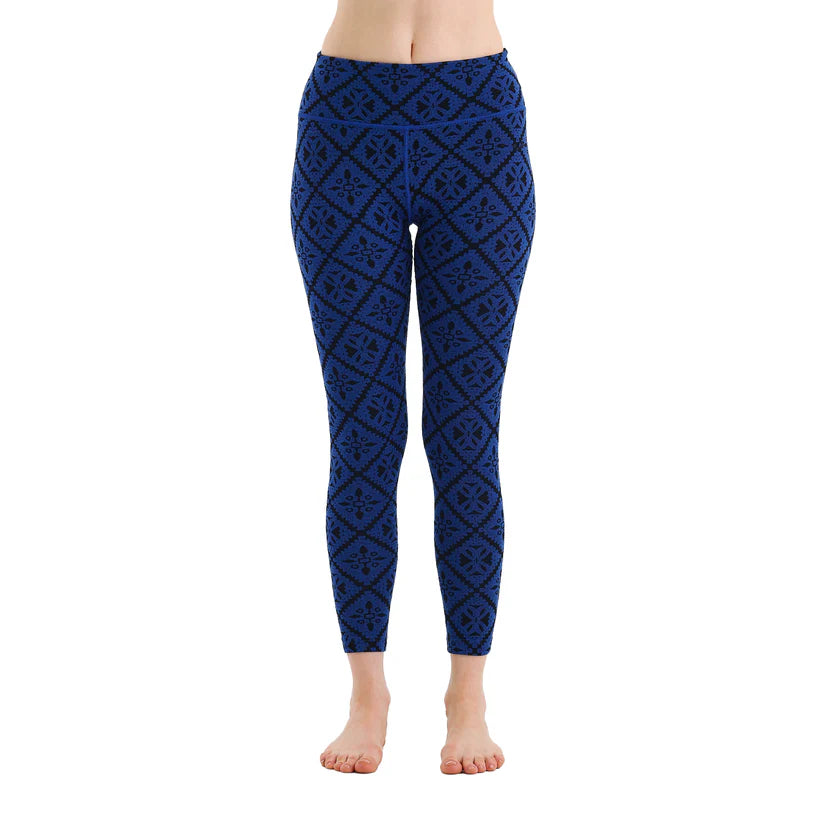Niebieskie damskie legginsy termoaktywne ze 100% wełny merino 230 g/m²