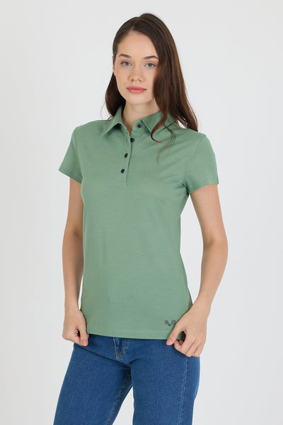 Zielona damska koszulka polo merino na co dzień