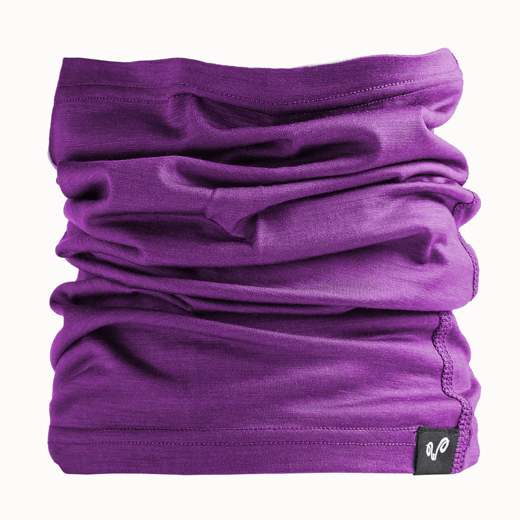 Fioletowy komin trekkingowy ze 100% wełny merino 135 g/m²