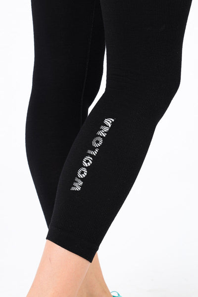 Czarne damskie legginsy merino o długości 7/8