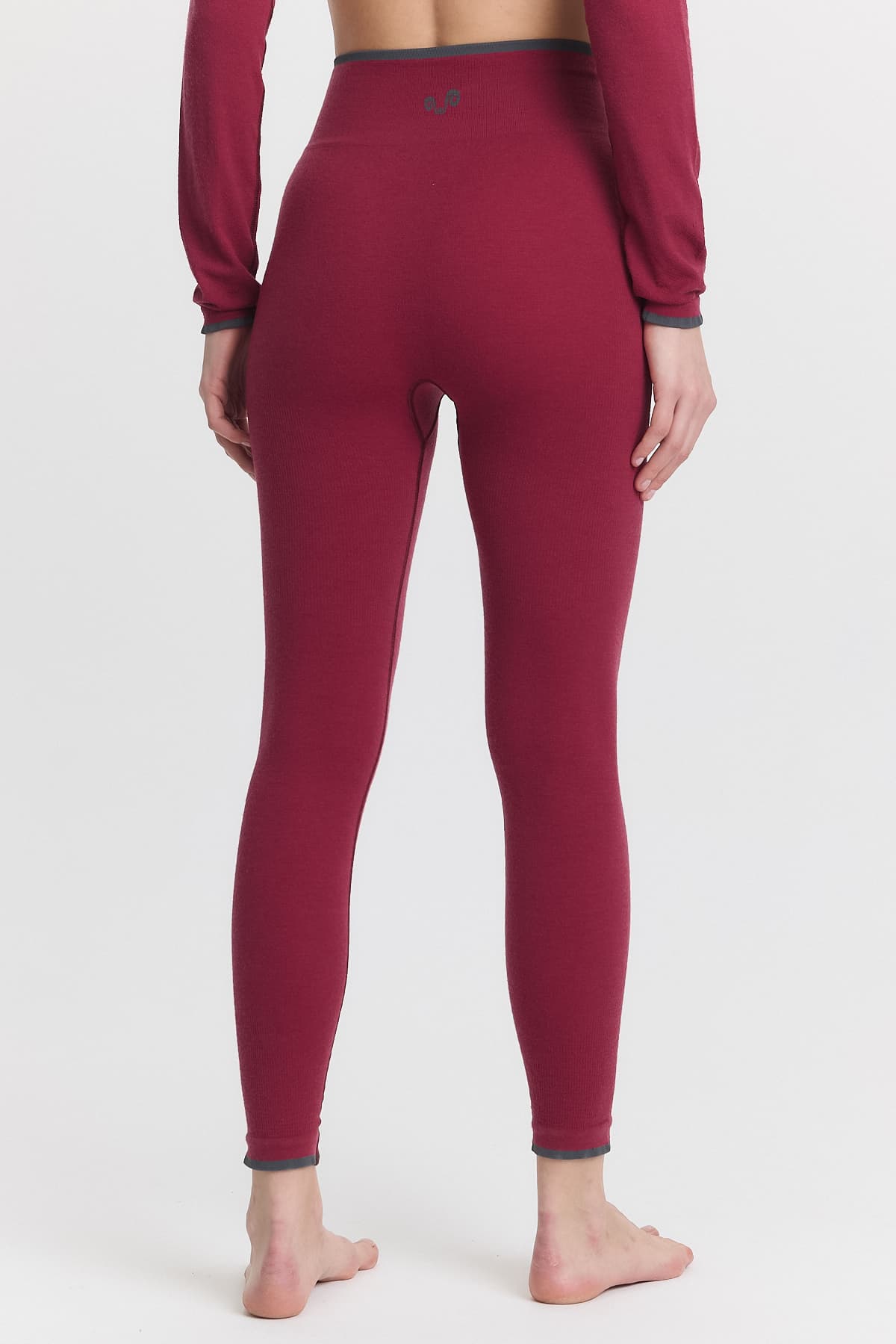 Damskie legginsy merino 200 g/m² z wysokim stanem w kolorze śliwkowym