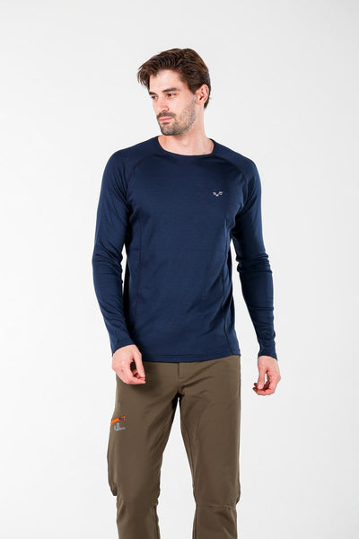 Granatowa męska koszulka termoaktywna ze 100% wełny merino 195 g/m²