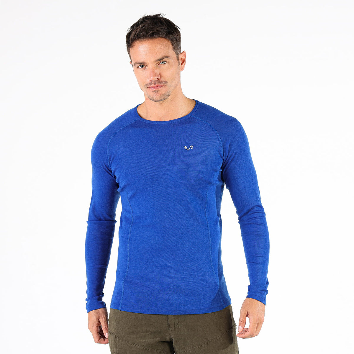 Niebieska męska koszulka termoaktywna ze 100% wełny merino 195 g/m²