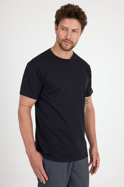 Czarna męska koszulka z 100% wełny merino piqué 170 g/m²