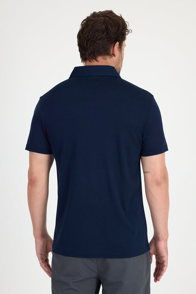 Granatowa męska koszulka polo z wełny merino 170 g/m²