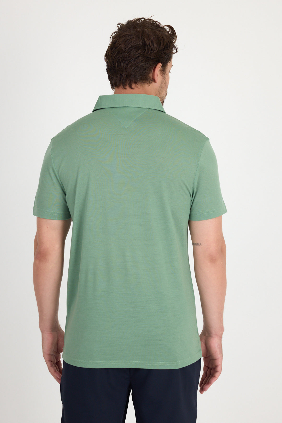 Zielona męska koszulka polo z wełny merino 170 g/m²