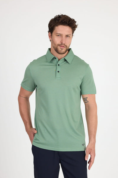 Zielona męska koszulka polo ze 100% wełny merino