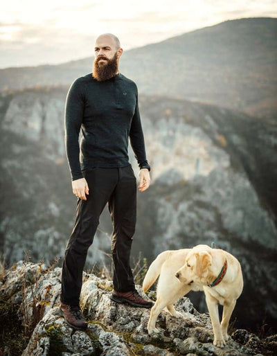 Męska koszulka merino 195 g/m² w kolorze antracytowym