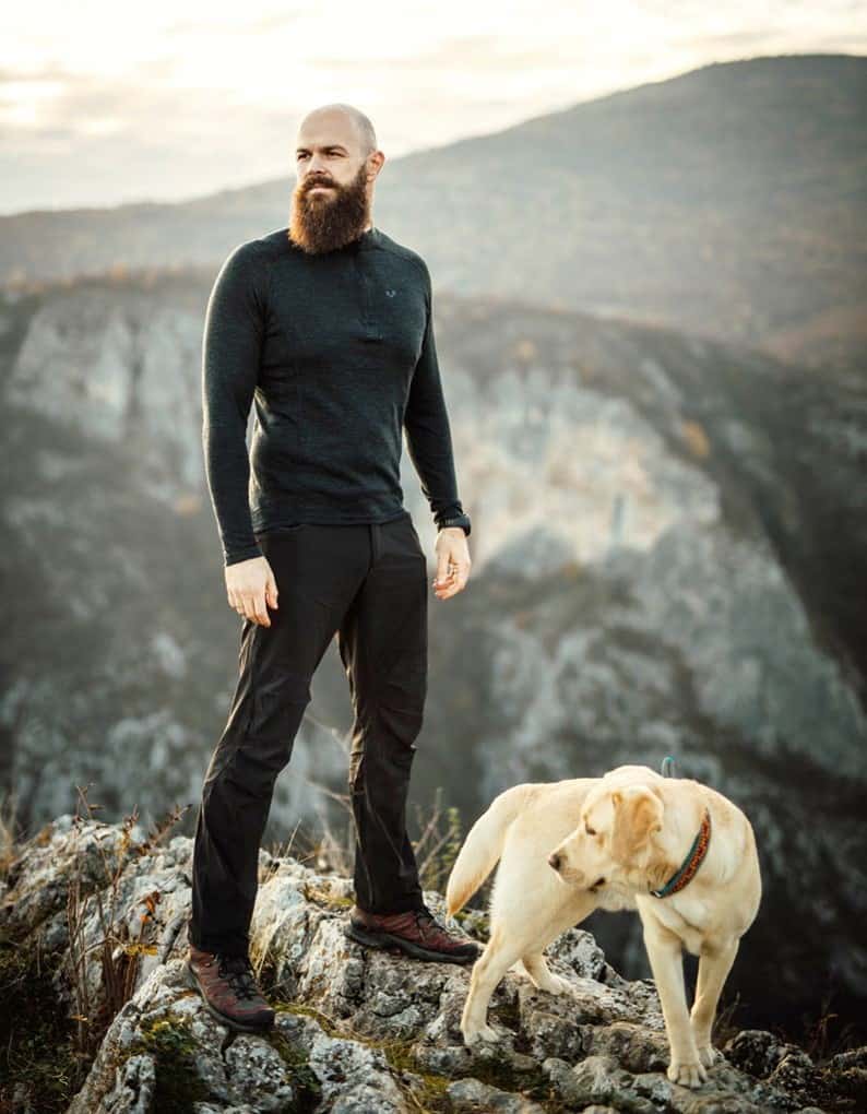 Męska koszulka merino 195 g/m² w kolorze antracytowym