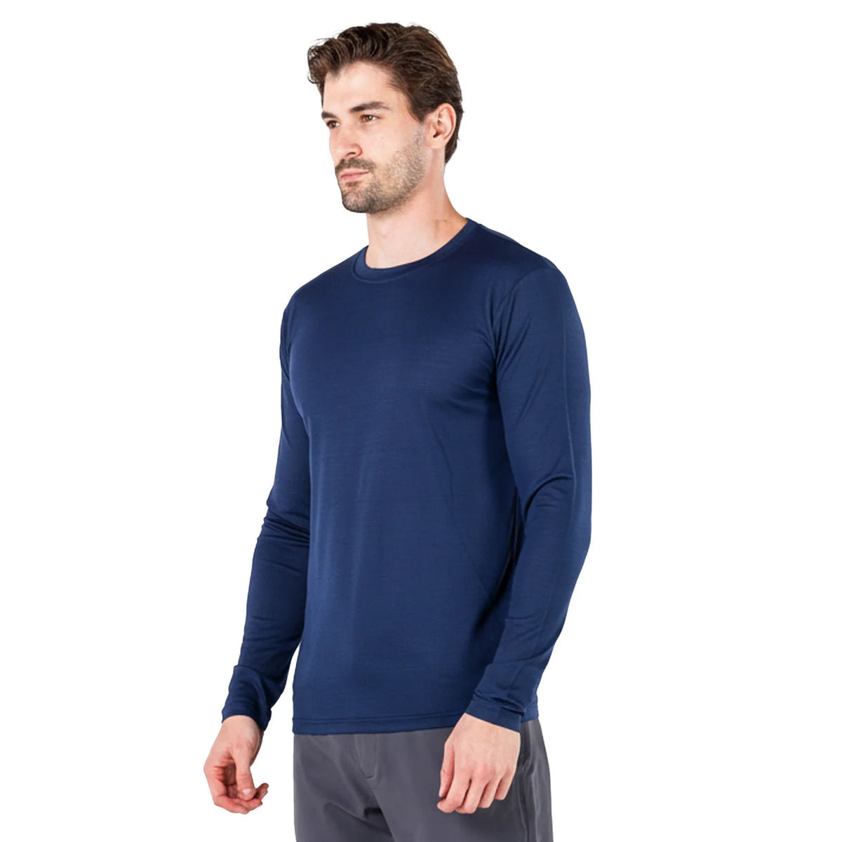Granatowa męska koszulka ze 100% wełny merino 135 g/m² na outdoor