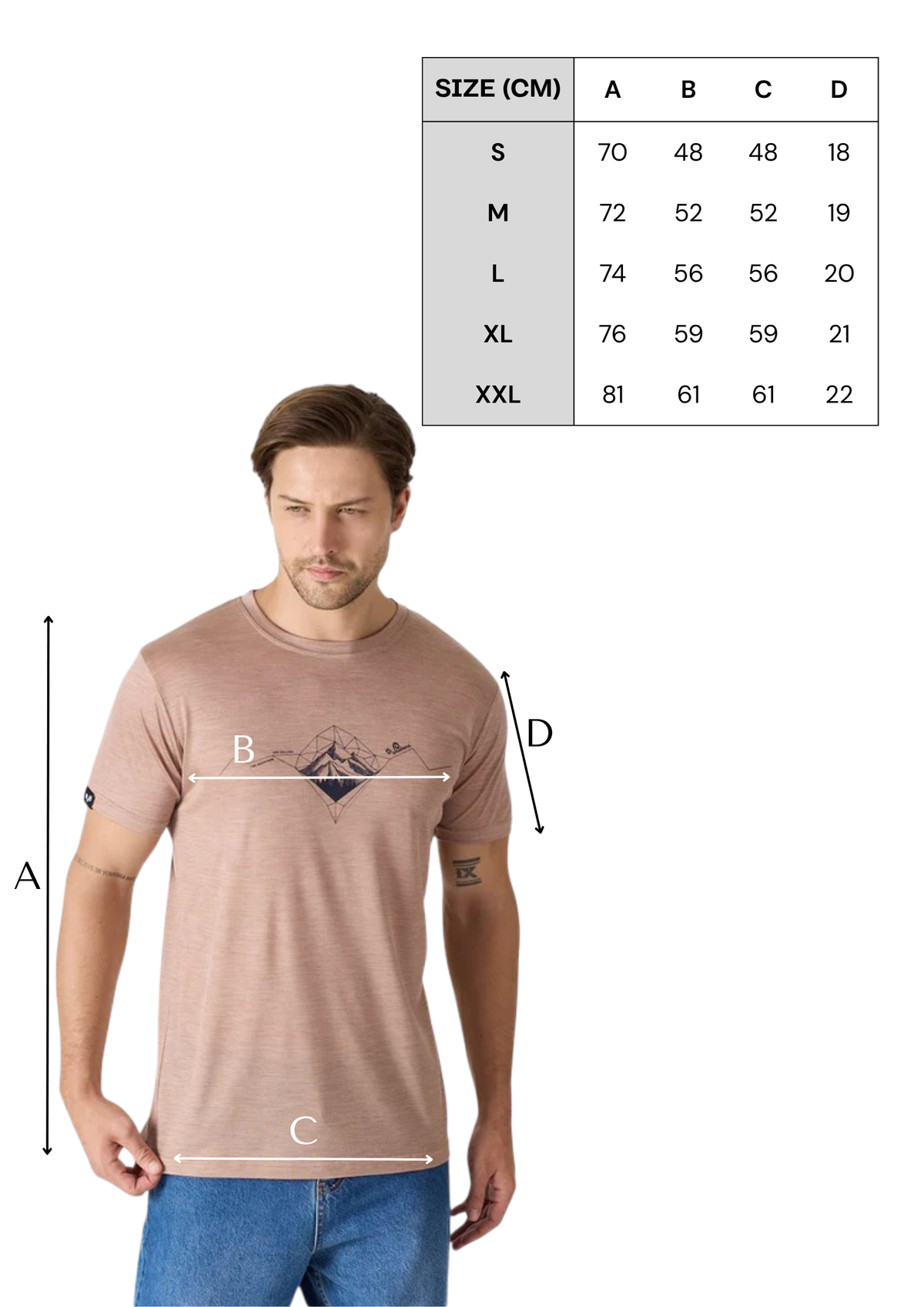 tabela rozmiar meski tshirt woolona