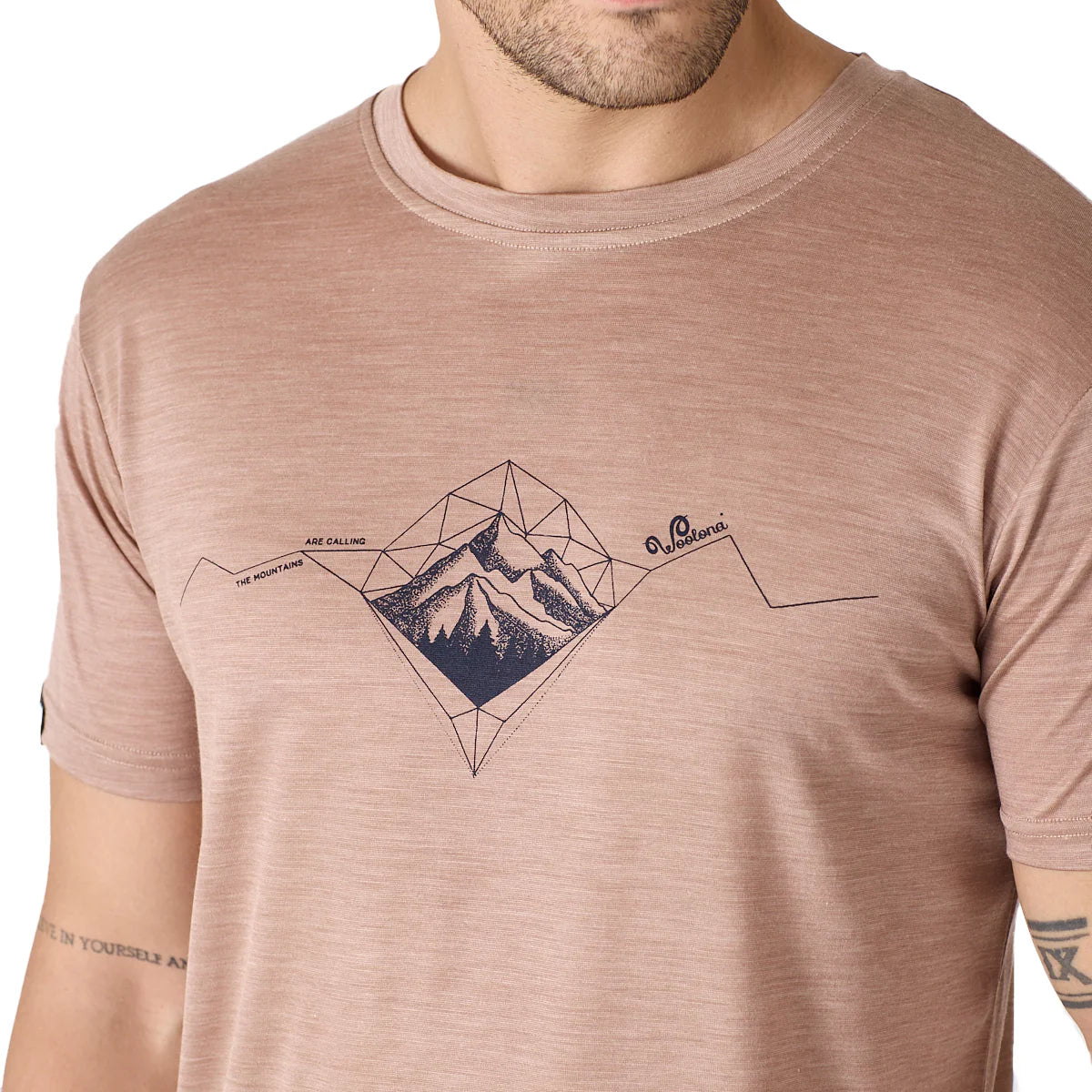 Męski granatowy T-shirt z wełny merino i Lyocellu