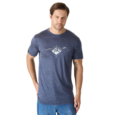 Męski granatowy T-shirt z wełny merino i Lyocellu