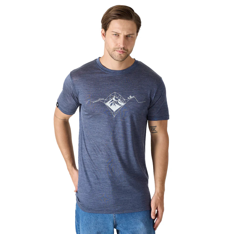 Męski granatowy T-shirt z wełny merino i Lyocellu