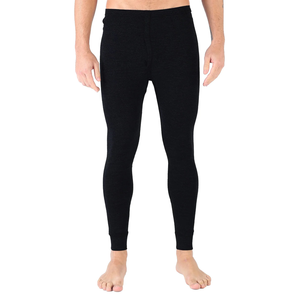 Męskie legginsy z wełny merino w kolorze czarnym