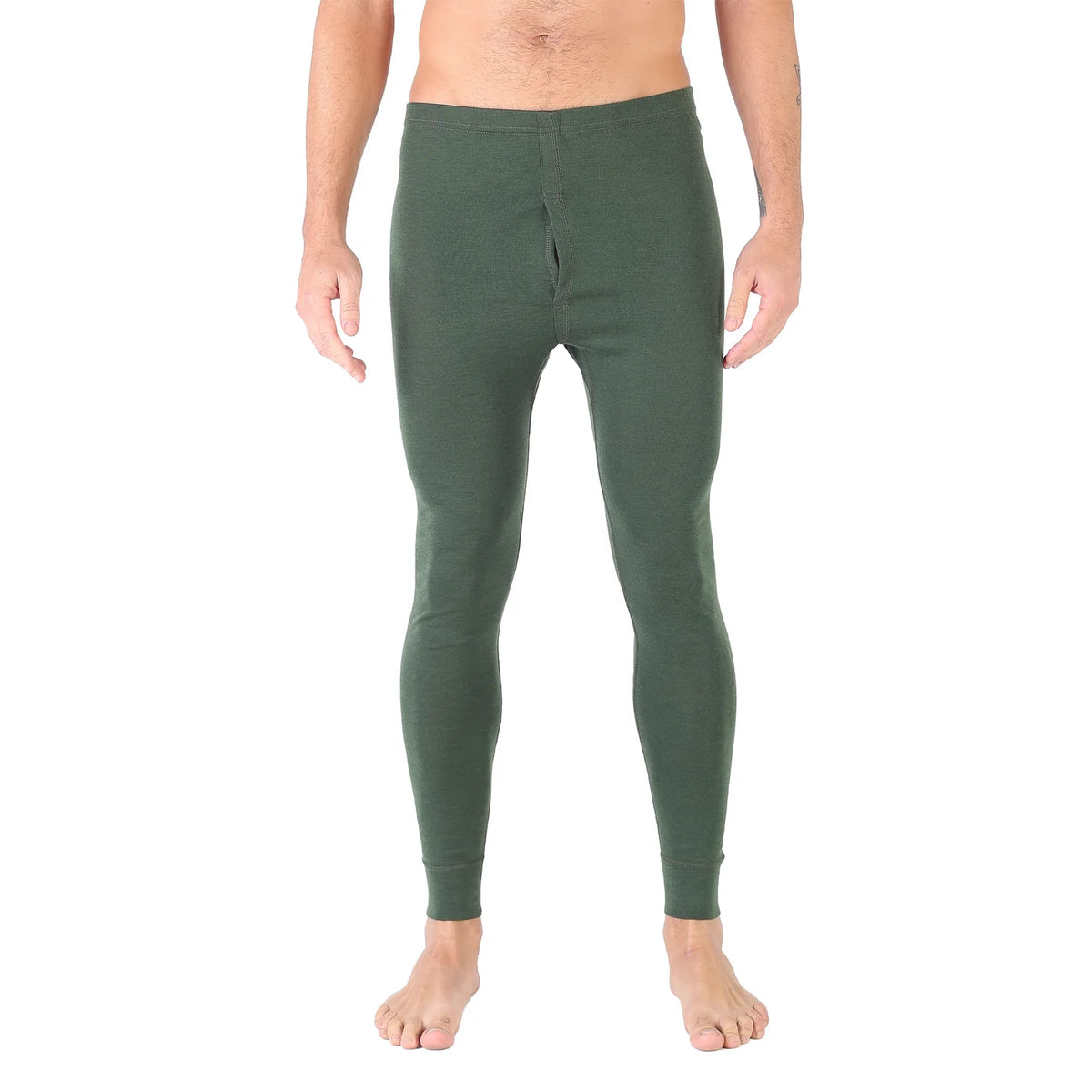 Zielone męskie legginsy ze 100% wełny merino