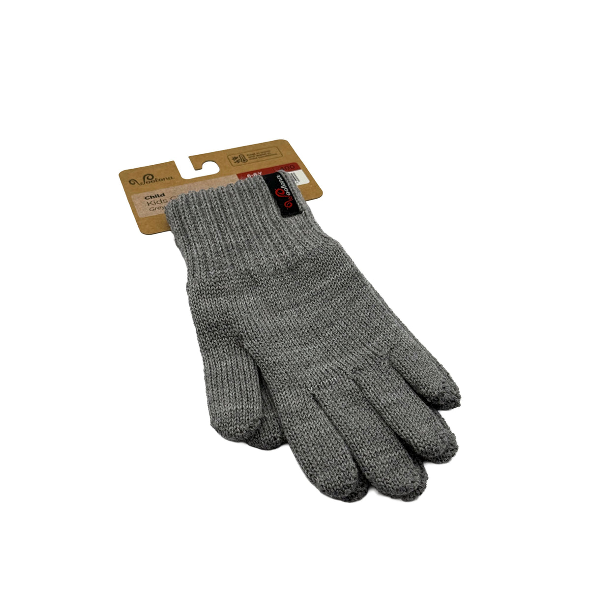Szare rękawiczki dziecięce ze 100% wełny merino z logo Woolona 