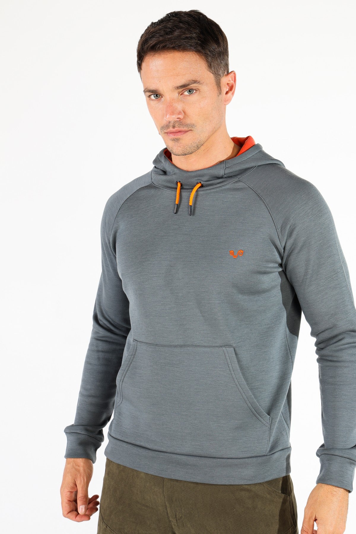 Szara bluza typu hoodie z wełny merino 260 g/m² dla kobiet i mężczyzn