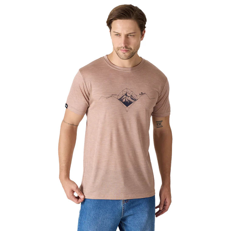 Męski brązowy T-shirt TERRA z wełny merino i Lyocellu