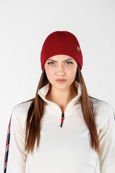 Zimowa czapka z wełny merino w kolorze bordo unisex